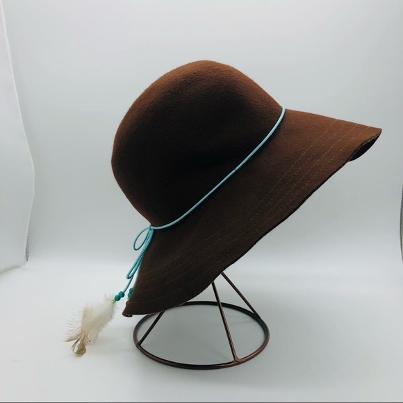 WOMENS CHOCOLATE BROWN WOOL FLOPPY HAT ONE SIZE FITS ALL - Picture 3 of 9